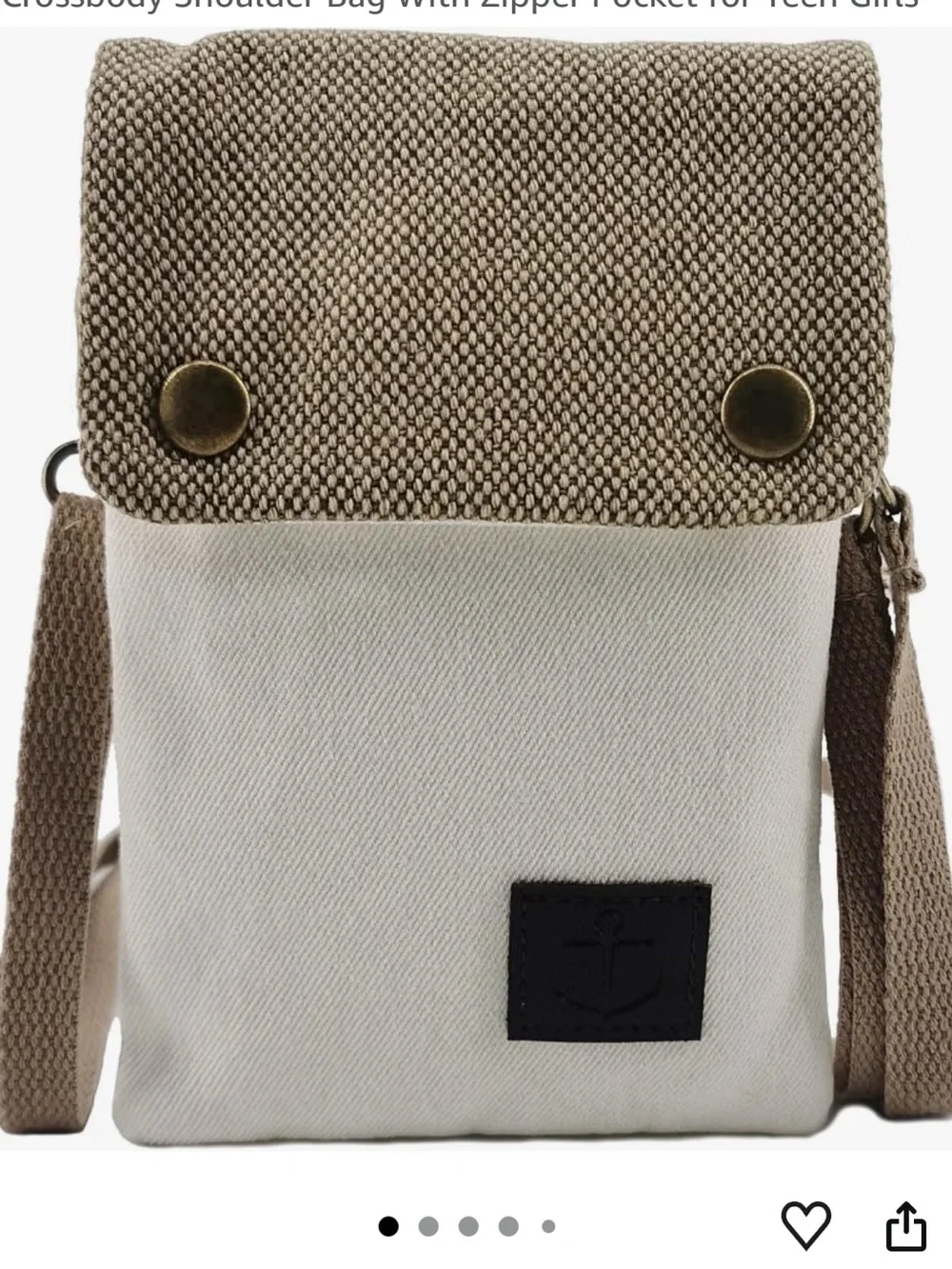Anthology Canvas Crossbody Phone Bag - White/Tan